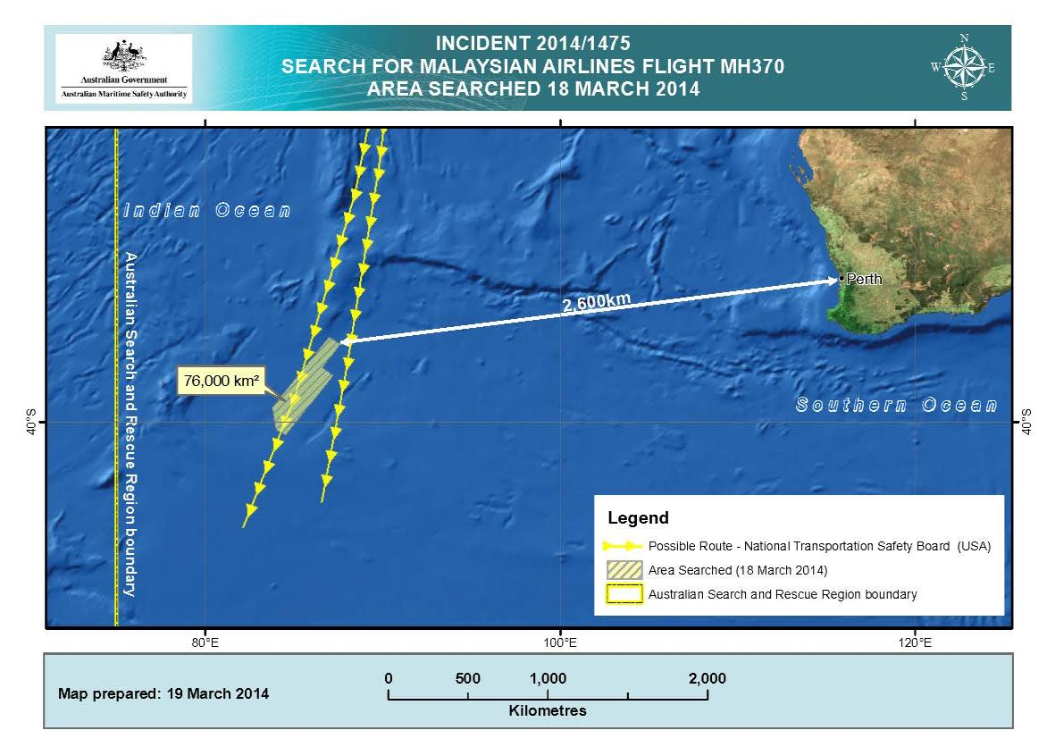 Figure 11: Area searched 18 March 2014