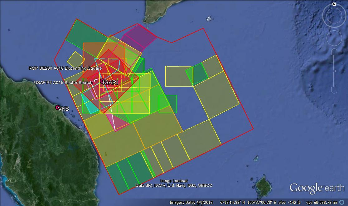 Figure 6: Surface search east of the Malay Peninsula