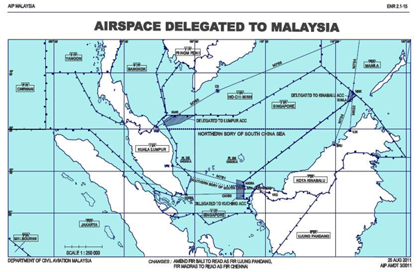 Figure 1.18B - Airspace Delegated to Malaysia by Singapore